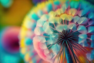 Dandelion, Colorful pastel background, Vivid color abstract art (Ai generated)