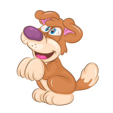 Cartoon Dog Begging. Clipart. A cute illustration of a cartoon dog standing on its hind legs and asking begging. Unique design, Children's mascot.