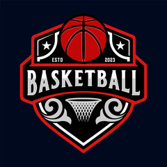 basketball sport logo. with vintage style ornaments. perfect for basketball teams