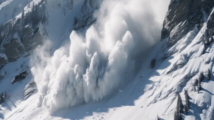Fototapeta na wymiar Winter’s Wrath: The Power and Beauty of a harmless Avalanche created with generative ai. Generative. Ai. 
