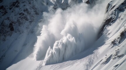 Fototapeta na wymiar Stunning generative ai image of a massive avalanche cascading down the mountainside. Generative. Ai.