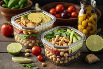 Healthy Meal Prep with Chickpeas and Greens (Ai generated)