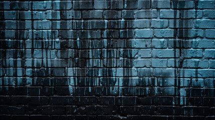 Old black  and blue grungy brick wall background,  Created using generative AI tools.