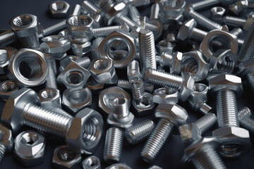 Bolts nuts screw washer zinc heap chrome,  Created using generative AI tools.