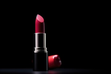 Lipstick on black background with copy space area. Generative AI.