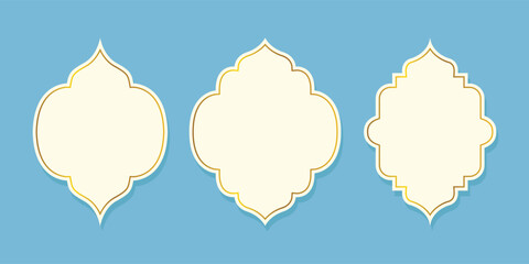 Vector islamic text box title frame arabic banner set background
