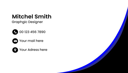 corporate minimal  modern cretive business card design with blue,white and black