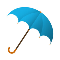 Blue umbrella. Cane umbrella with brown handle. Clipart. © hockey_mom