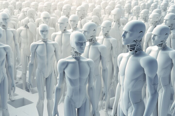 Obraz premium 3D Rendering of White Humanoids in Formation