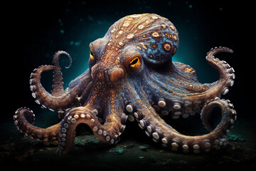 Obraz premium Under the sea, octopus, alien creatures
