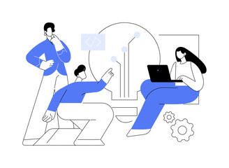 Brainstorming with a team abstract concept vector illustration.