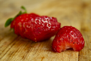 ripe sliced strawberries