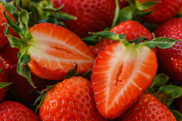 background of fresh red strawberries