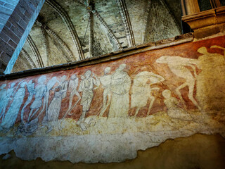 Fresques de la Danse Macabre. Abbatiale Saint Robert de la Chaise Dieu. Haute Loire département....