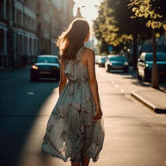 woman walking on the street