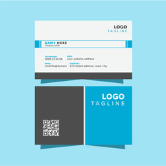 Modern, minimal, simple and clean blue, grey and white corporate professional visiting card template design