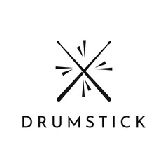 crossed drum stick logo design template