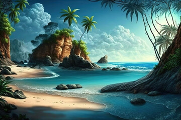 Fototapeta na wymiar Paradise Cove. Tropical background