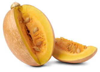 pumpkin slice, winter squash commonly used as vegetable in cooking, isolated