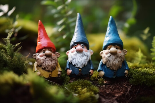Three gnomes in forest