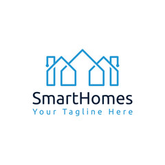 Smart Home. House, Building logo with modern Connect line art Technology design logo template Vector