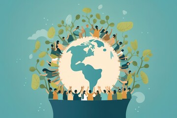 Earth Day Eco friendly concept Vector illustration Earth day concept World environment day background. Generative AI