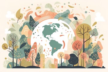 Earth Day Eco friendly ecology concept Flat Vector illustration Earth day flat concept World environment day background. Generative AI