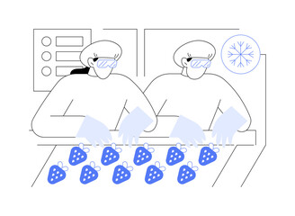 Frozen fruits production abstract concept vector illustration.