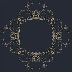 A gold frame with a floral pattern on a black background.