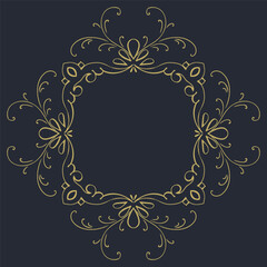 A gold frame with a floral pattern on a black background.