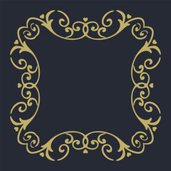 Gold frame on a black background