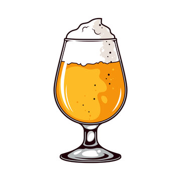Glass of foamy beer. Vector illustration on white background