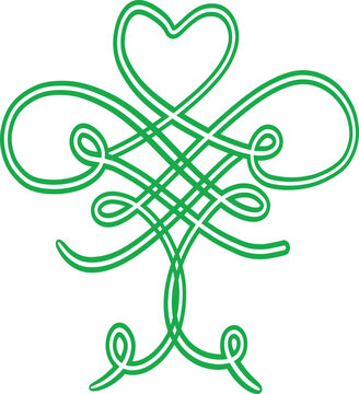 Irish knot, heart ribbon.