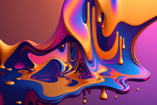 Abstract fluid background. Multicolor paint splashing in water