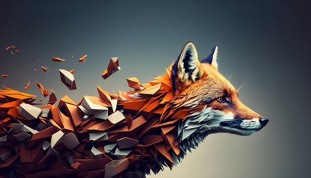 Fox abstract wallpaper. Contrast background animal in vivid colors generative ai
