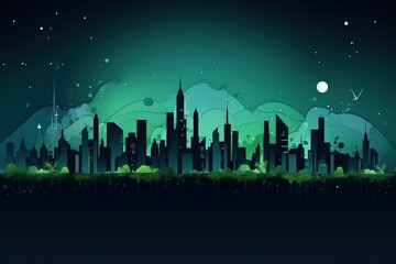 Fototapeta premium Ecology concept with green city on earth, World environment and sustainable development concept, vector illustration. Generative AI