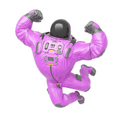 astronaut cartoon is doing a happy smash jump