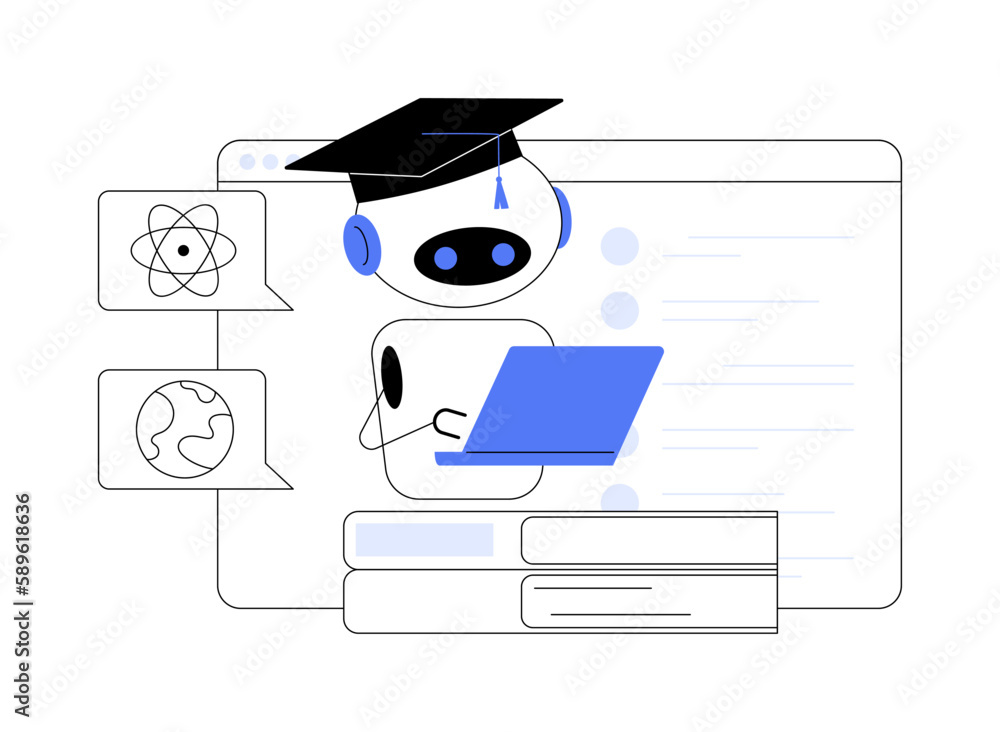 Poster chatbot self learning abstract concept vector illustration.