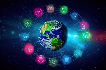 Fototapeta premium Environmental technology concept Sustainable development goals SDGs. Generative AI