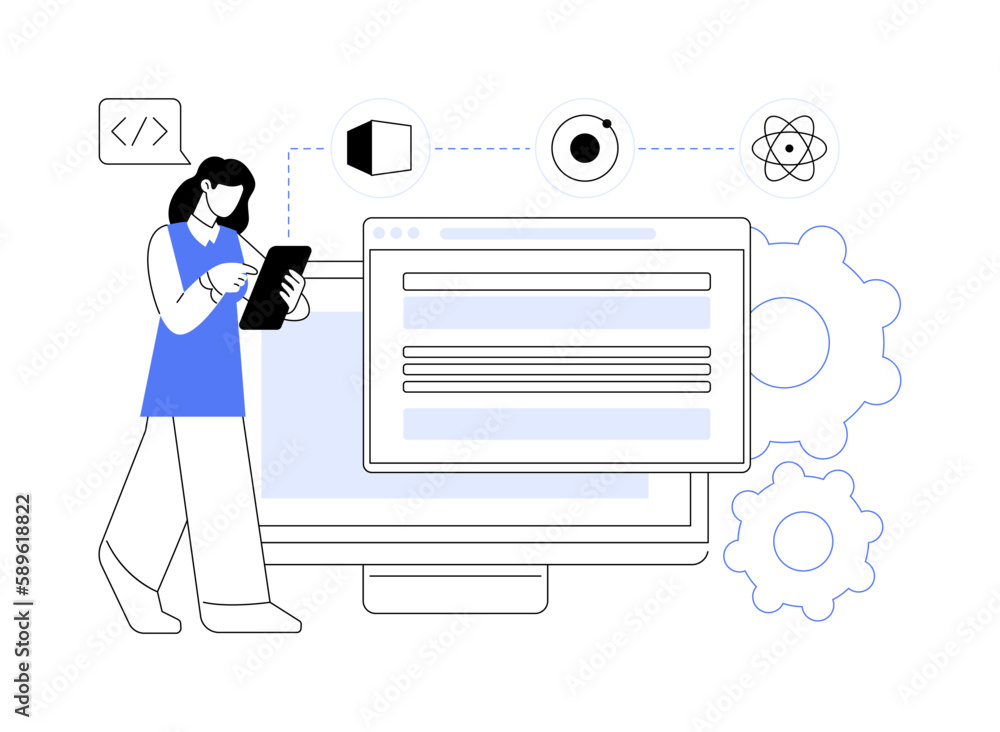 Poster cross-platform frameworks abstract concept vector illustration.