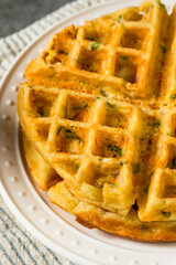 Homemade Savory Waffles for Breakfast