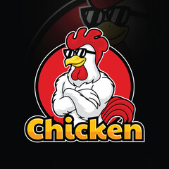 chicken mascot logp design vector