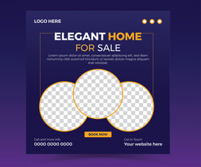 Modern Real estate house sale and home rent advertising square Social media post and promotion ads discount banner vector template design.