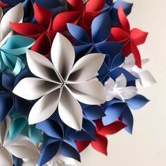 red, white, and blue flowers