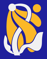 Abstract Naive Floral Handdrawn Botanical Posters. Modern Botanical Prints with Flowers in Contemporary Minimal Style. Design for fabric, print, cover, banner, decoration, wallpaper.