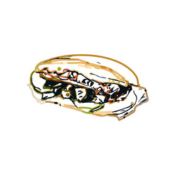 Hotdog color sketch with transparent background