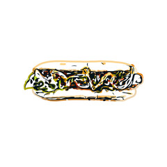Hotdog color sketch with transparent background