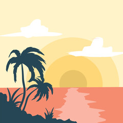 Fototapeta na wymiar beach scene illustration design