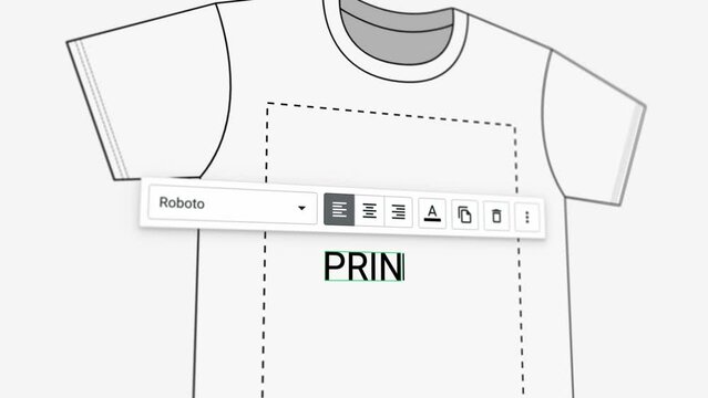 A close up view of someone creating a print-on-demand (POD) t-shirt on a computer.	