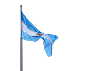 Flag of Argentina on an isolated ha white background.